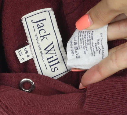 Jack Wills Women's Red UK 4 Pullover Hoodie Logo Pocket