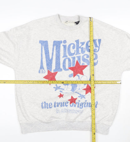 Pull&Bear Women’s Grey XS Mickey Mouse Disney Graphic Sweatshirt