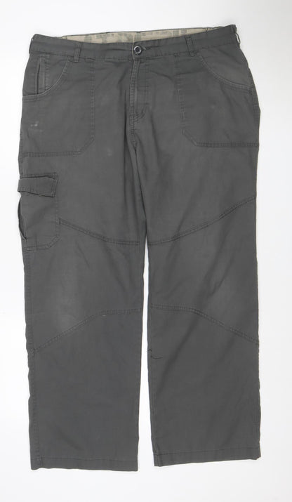 TOG24 Men’s Grey Cargo Trousers L 36in Regular Straight Leg Pockets