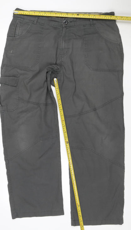 TOG24 Men’s Grey Cargo Trousers L 36in Regular Straight Leg Pockets