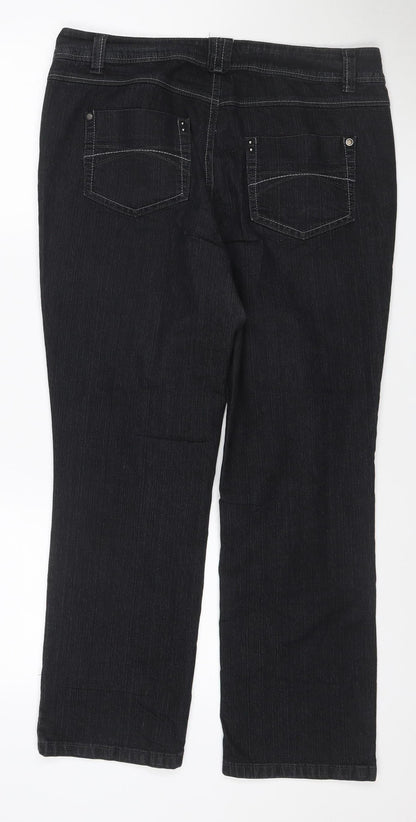 BHS Women’s Black Petite UK 14 Straight Leg Stretch Jeans