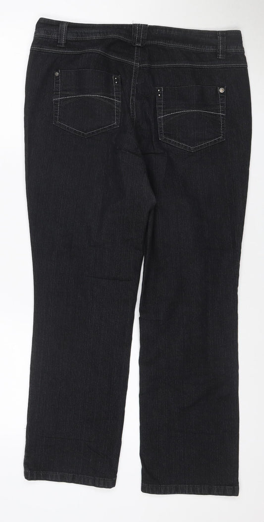 BHS Women’s Black Petite UK 14 Straight Leg Stretch Jeans
