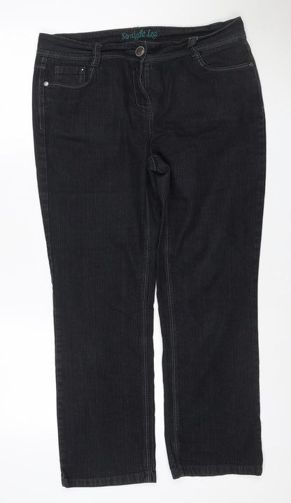 BHS Women’s Black Petite UK 14 Straight Leg Stretch Jeans