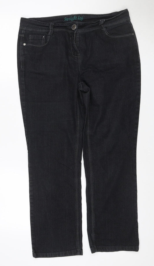 BHS Women’s Black Petite UK 14 Straight Leg Stretch Jeans