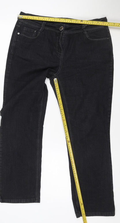 BHS Women’s Black Petite UK 14 Straight Leg Stretch Jeans
