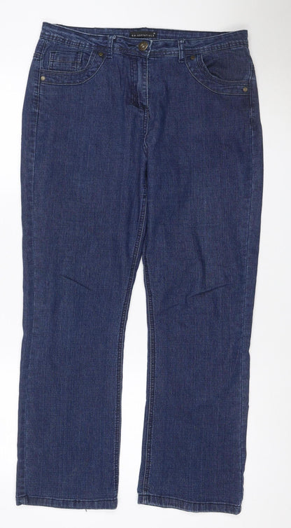 BM Essentials Women’s Blue Size 14 Straight Stretch Denim Jeans