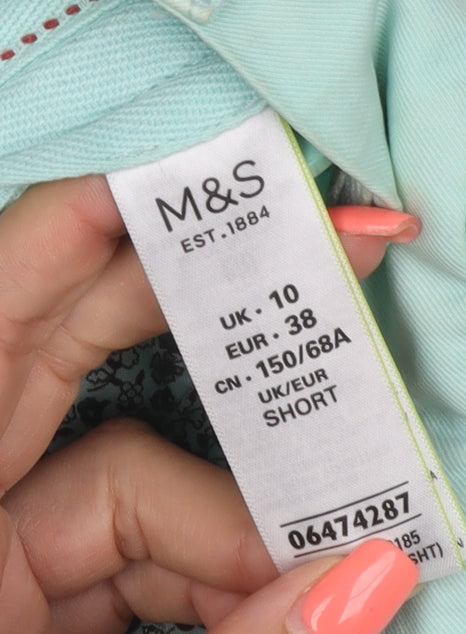 Marks and Spencer Women Green Size 10 Short Straight Cotton Jeans