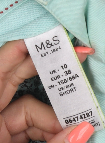 Marks and Spencer Women Green Size 10 Short Straight Cotton Jeans