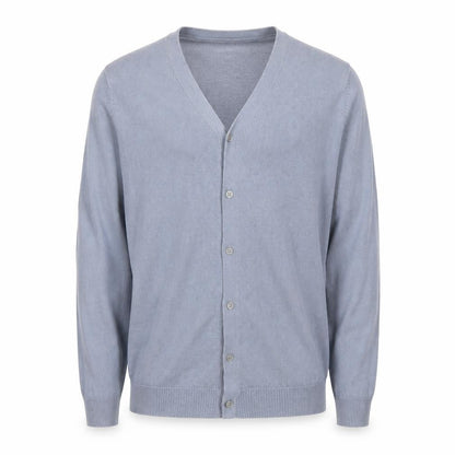 Paul Costelloe Men Blue S Linen Blend V-Neck Button Cardigan