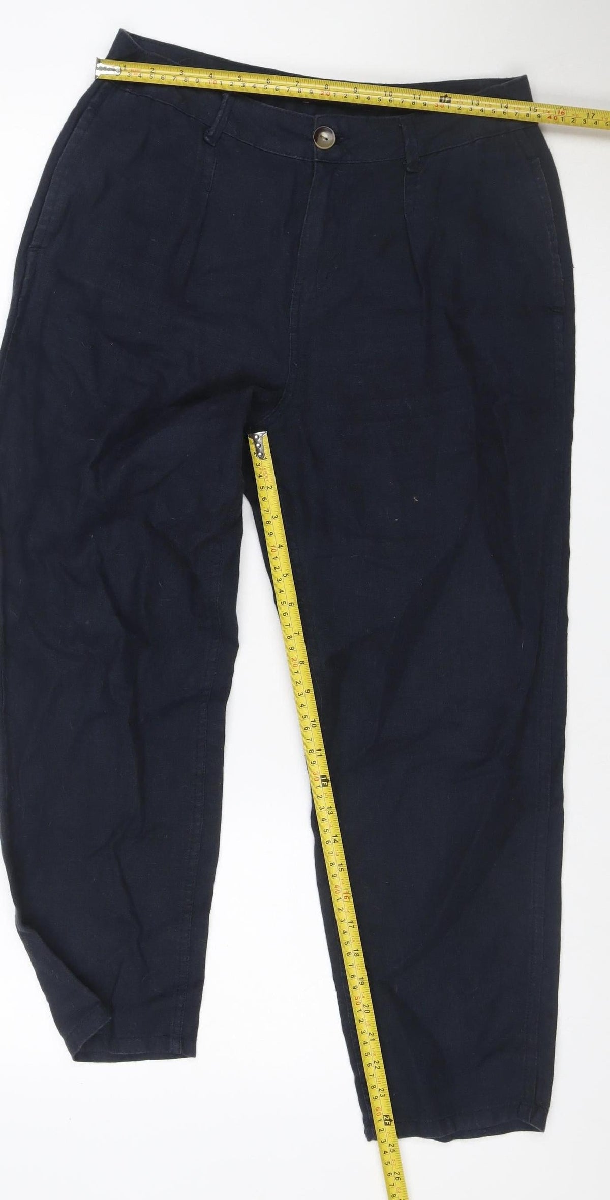 Marks & Spencer Women Blue Size 10 Straight Lyocell Trousers Short