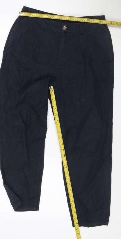 Marks & Spencer Women Blue Size 10 Straight Lyocell Trousers Short