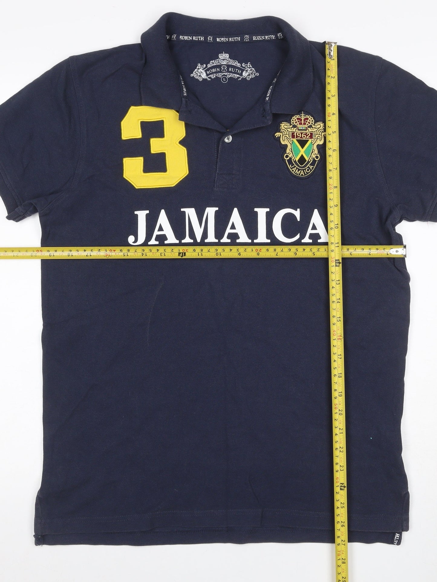 Robin Ruth Men's Blue L Jamaica 3 Embroidered Short Sleeve Polo Shirt