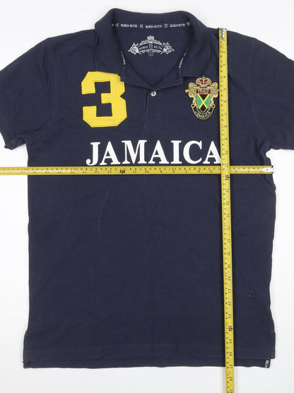 Robin Ruth Men's Blue L Jamaica 3 Embroidered Short Sleeve Polo Shirt
