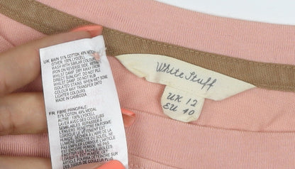 White Stuff Women’s Pink UK 12 Basic Jersey Long Sleeve Pocket T-Shirt