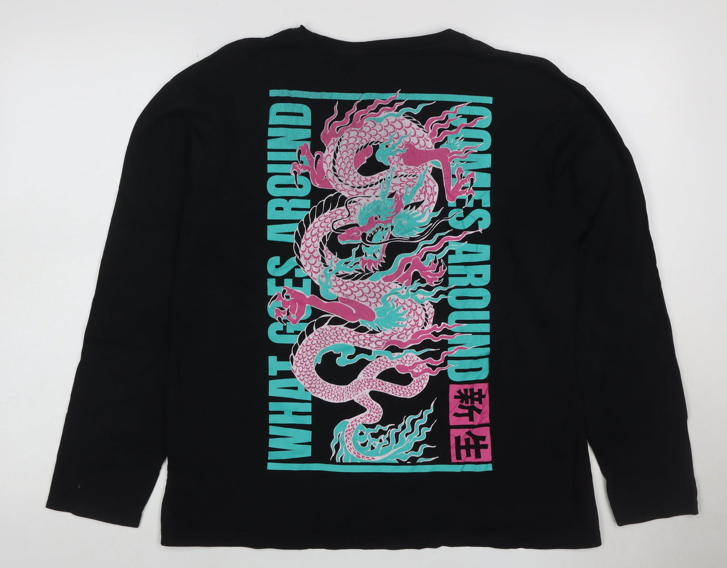 Jack & Jones Men's Black M Dragon Graphic Long Sleeve T-Shirt