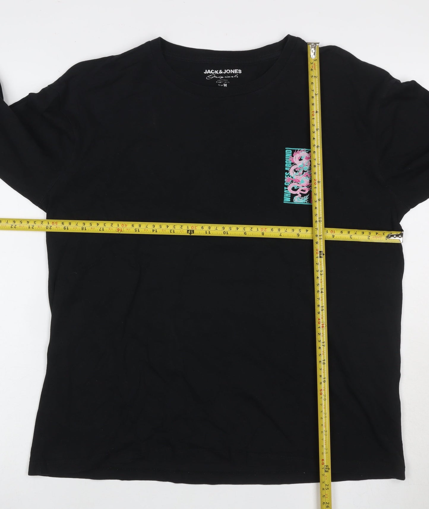 Jack & Jones Men's Black M Dragon Graphic Long Sleeve T-Shirt