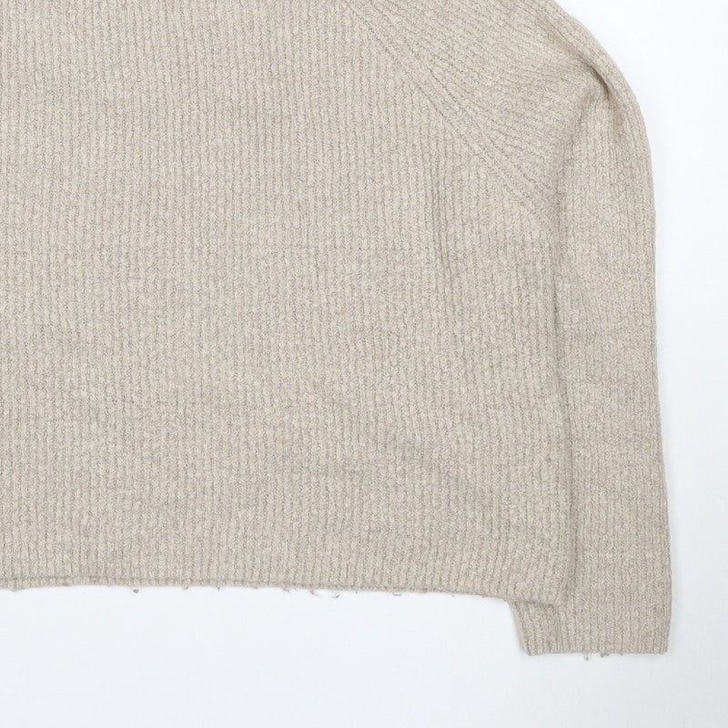 ASOS Women Beige UK 6 Ribbed Mock Neck Raglan Knit Pullover Jumper