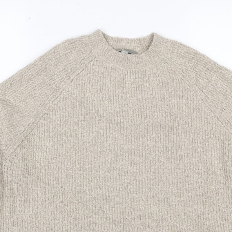 ASOS Women Beige UK 6 Ribbed Mock Neck Raglan Knit Pullover Jumper
