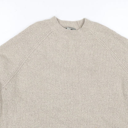 ASOS Women Beige UK 6 Ribbed Mock Neck Raglan Knit Pullover Jumper
