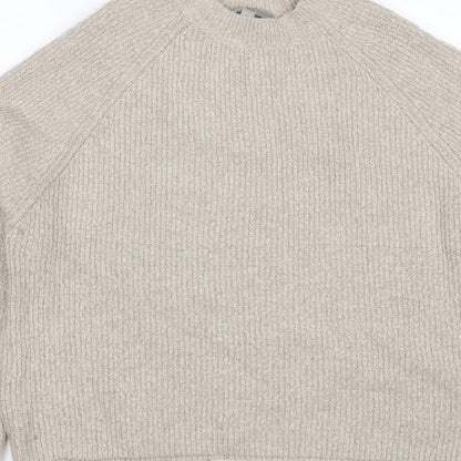 ASOS Women Beige UK 6 Ribbed Mock Neck Raglan Knit Pullover Jumper