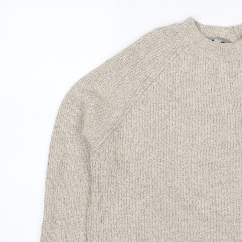 ASOS Women Beige UK 6 Ribbed Mock Neck Raglan Knit Pullover Jumper