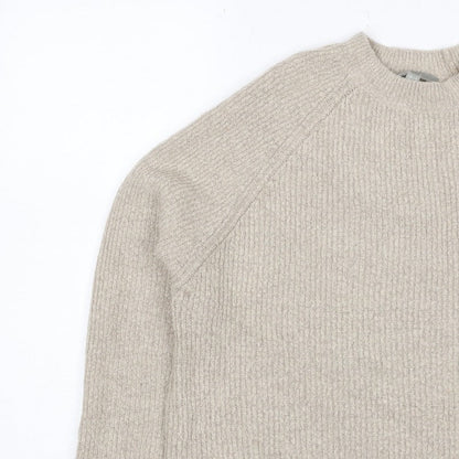 ASOS Women Beige UK 6 Ribbed Mock Neck Raglan Knit Pullover Jumper