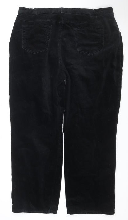 Marks and Spencer Women Black UK 20 Velvet Bootcut Stretch Trousers