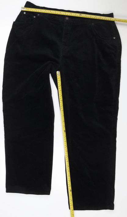 Marks and Spencer Women Black UK 20 Velvet Bootcut Stretch Trousers