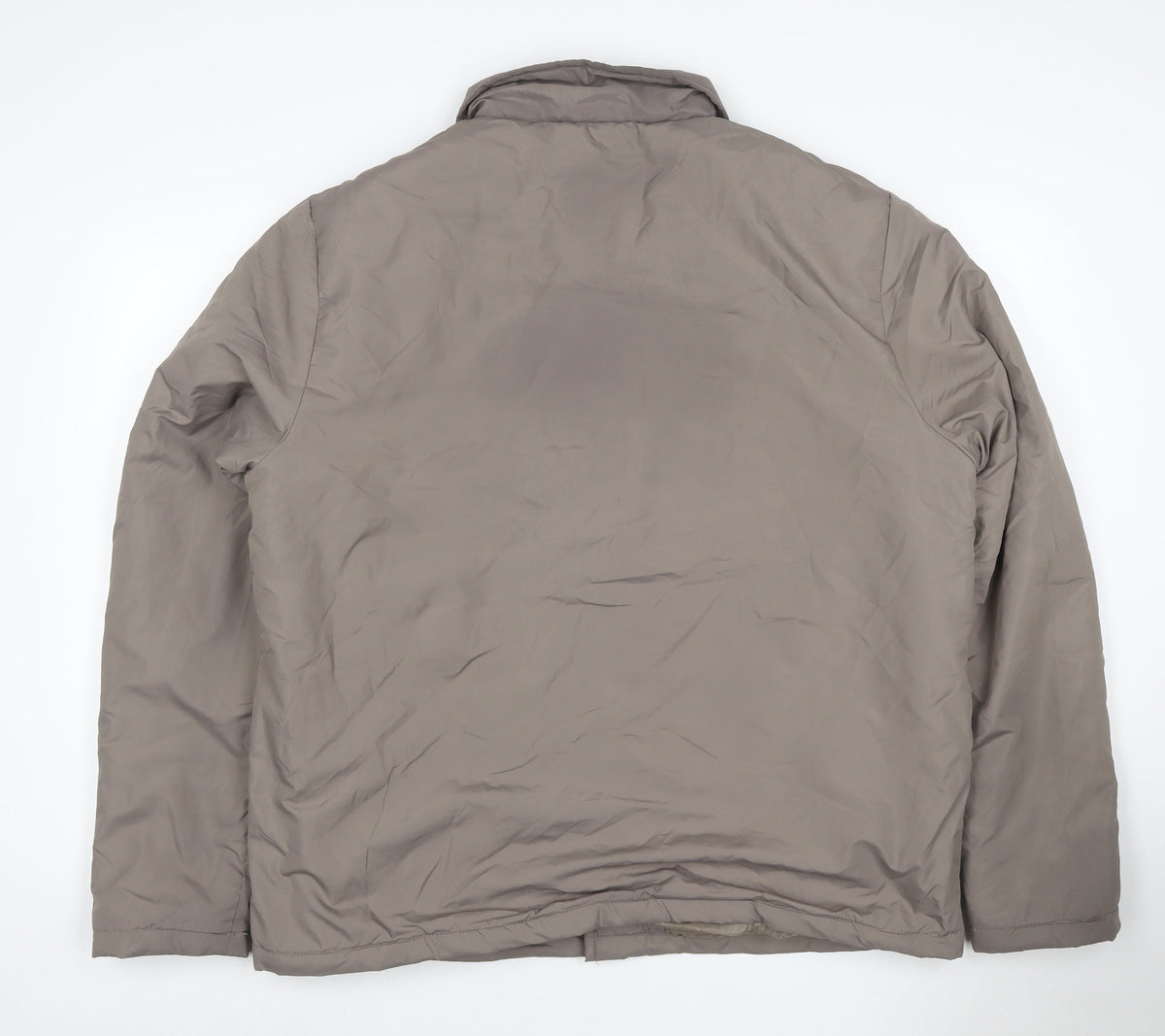 Back view of boohooMAN Men’s Grey Tall L Padded Snap Button Jacket Coat