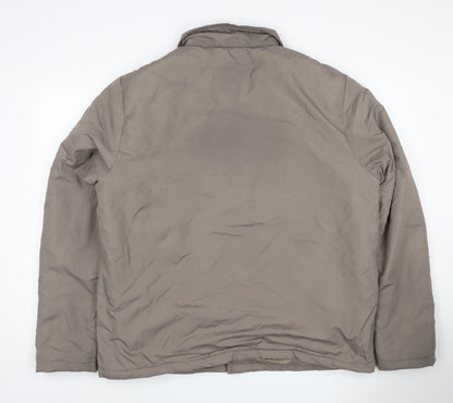 Back view of boohooMAN Men’s Grey Tall L Padded Snap Button Jacket Coat