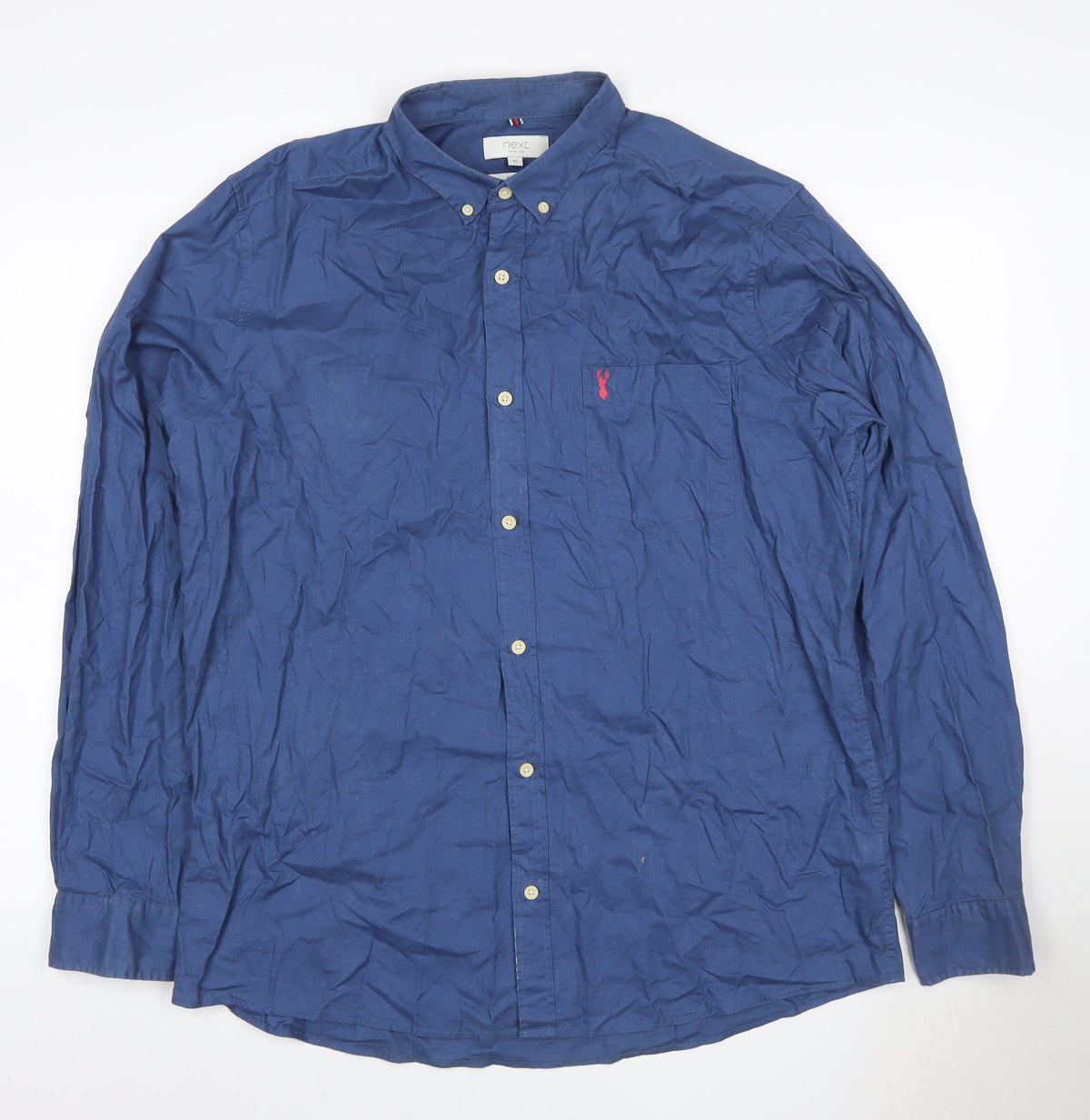 Next Men's Blue XL Slim Fit Long Sleeve Button-Up Shirt