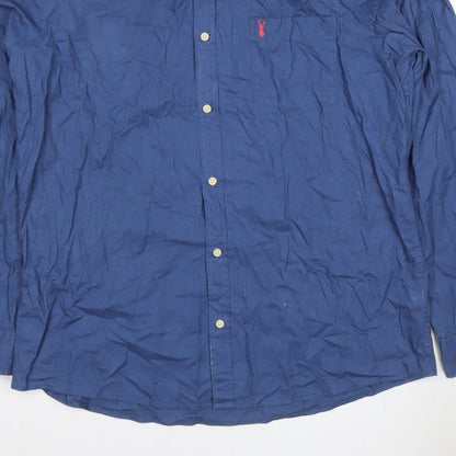 Next Men's Blue XL Slim Fit Long Sleeve Button-Up Shirt