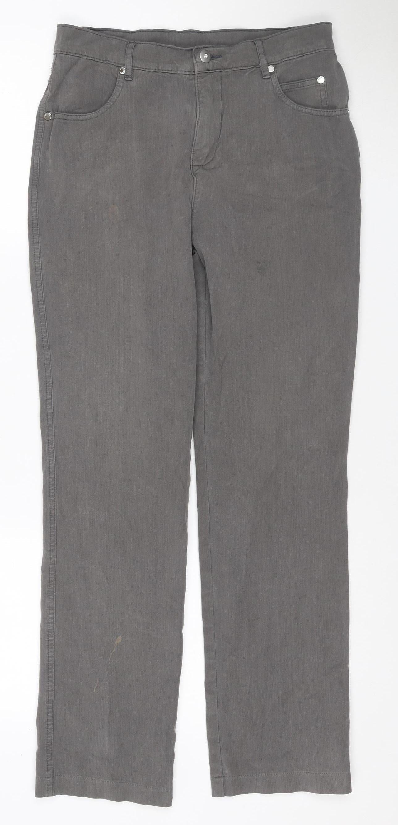 Marble Women’s Grey UK 10 Straight Stretch Jeans 5 Pocket
