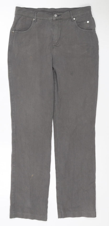 Marble Women’s Grey UK 10 Straight Stretch Jeans 5 Pocket