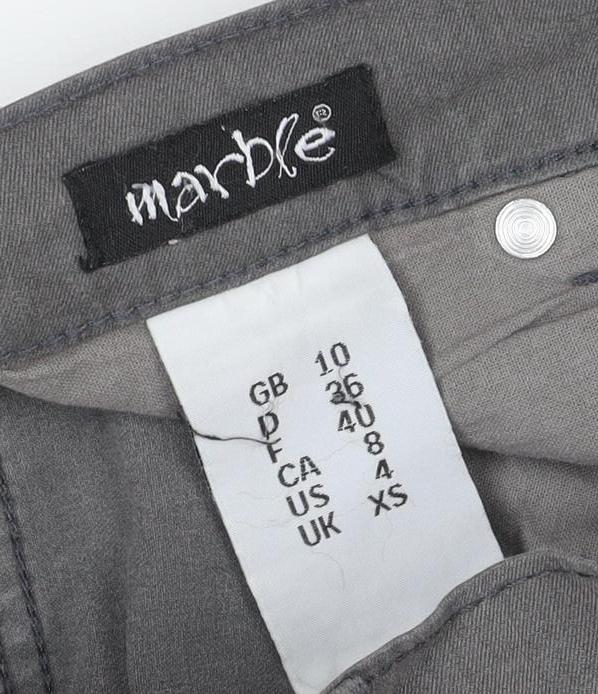 Marble Women’s Grey UK 10 Straight Stretch Jeans 5 Pocket