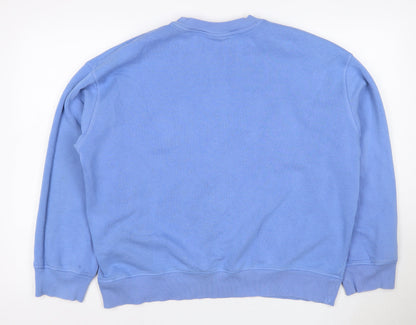 H&M Women's Blue L Paris France Logo Pullover Sweatshirt Long Sleeve