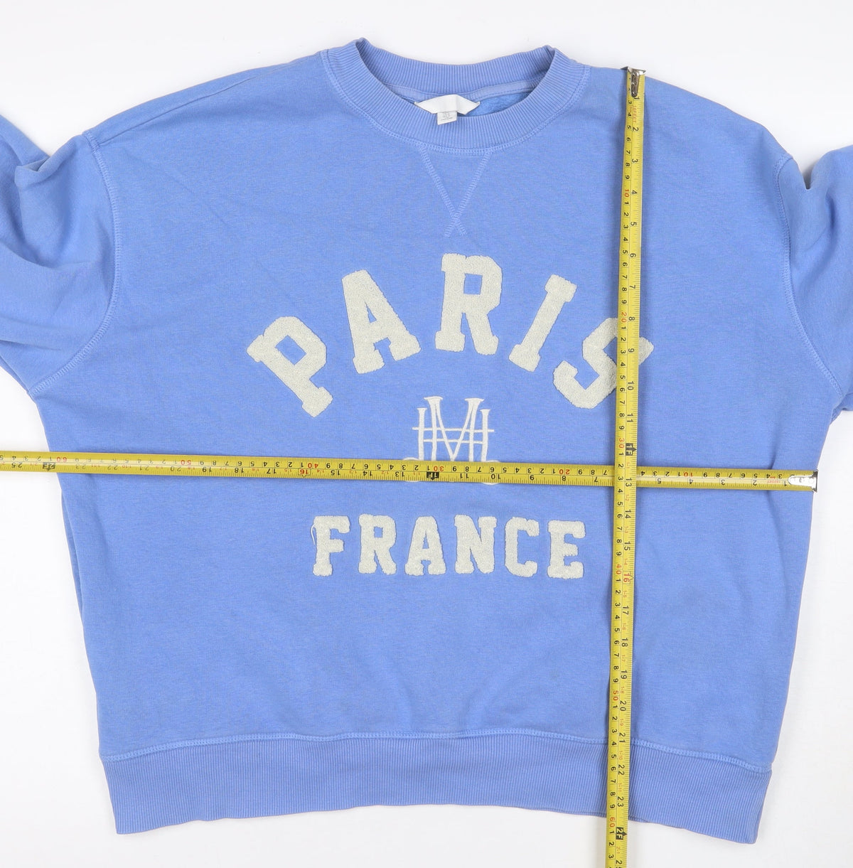 H&M Women's Blue L Paris France Logo Pullover Sweatshirt Long Sleeve