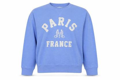 H&M Women's Blue L Paris France Logo Pullover Sweatshirt Long Sleeve