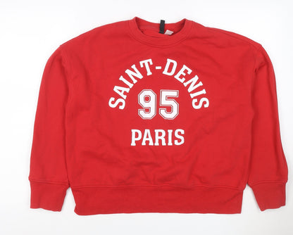 H&M Divided Women’s Red S Paris 95 Graphic Pullover Sweatshirt