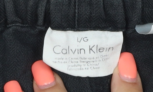 Calvin Klein Men’s Black L Cotton Drawstring Elastic Waist Shorts