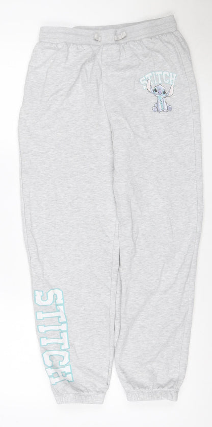 Disney Girls Grey 12 Years Stitch Sweatpants Joggers Cotton Blend