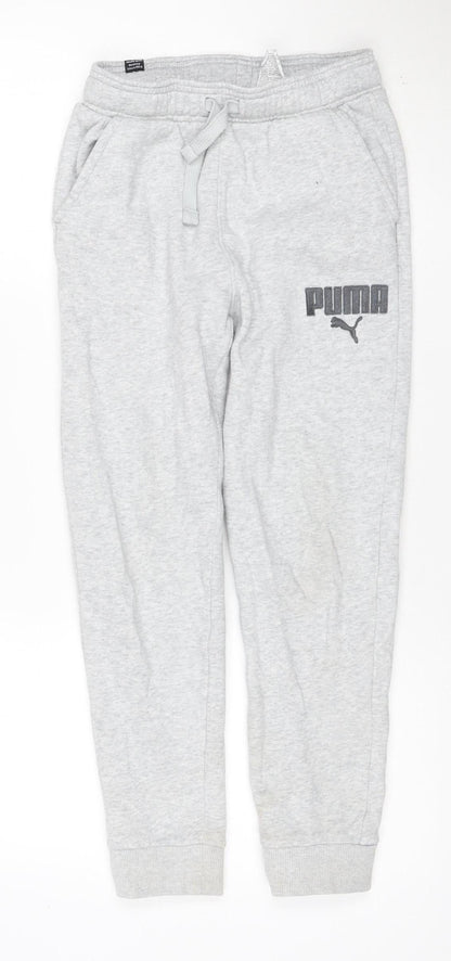 Puma Boys Grey 14 Years Jogger Sweatpants Drawstring Logo Pockets