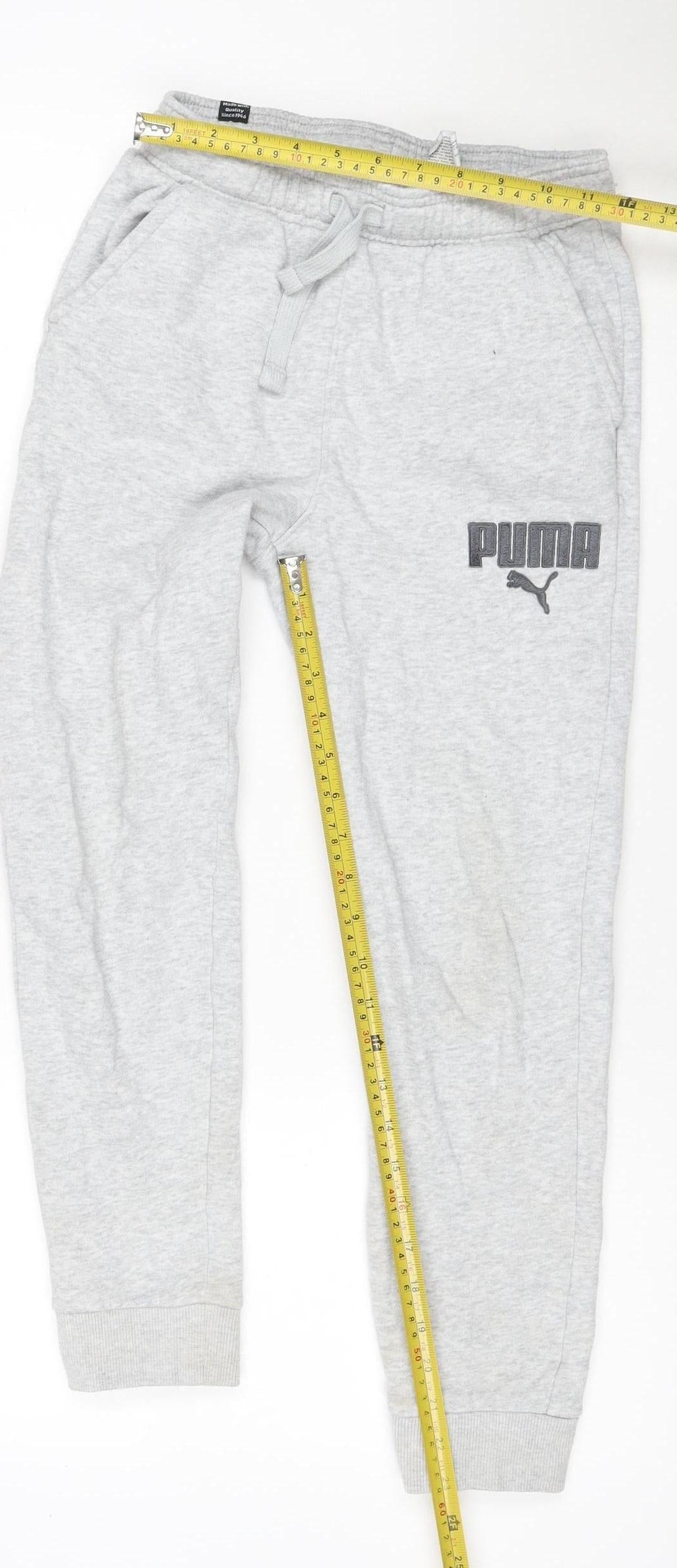 Puma Boys Grey 14 Years Jogger Sweatpants Drawstring Logo Pockets