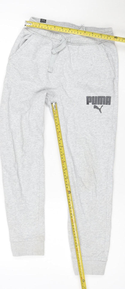 Puma Boys Grey 14 Years Jogger Sweatpants Drawstring Logo Pockets
