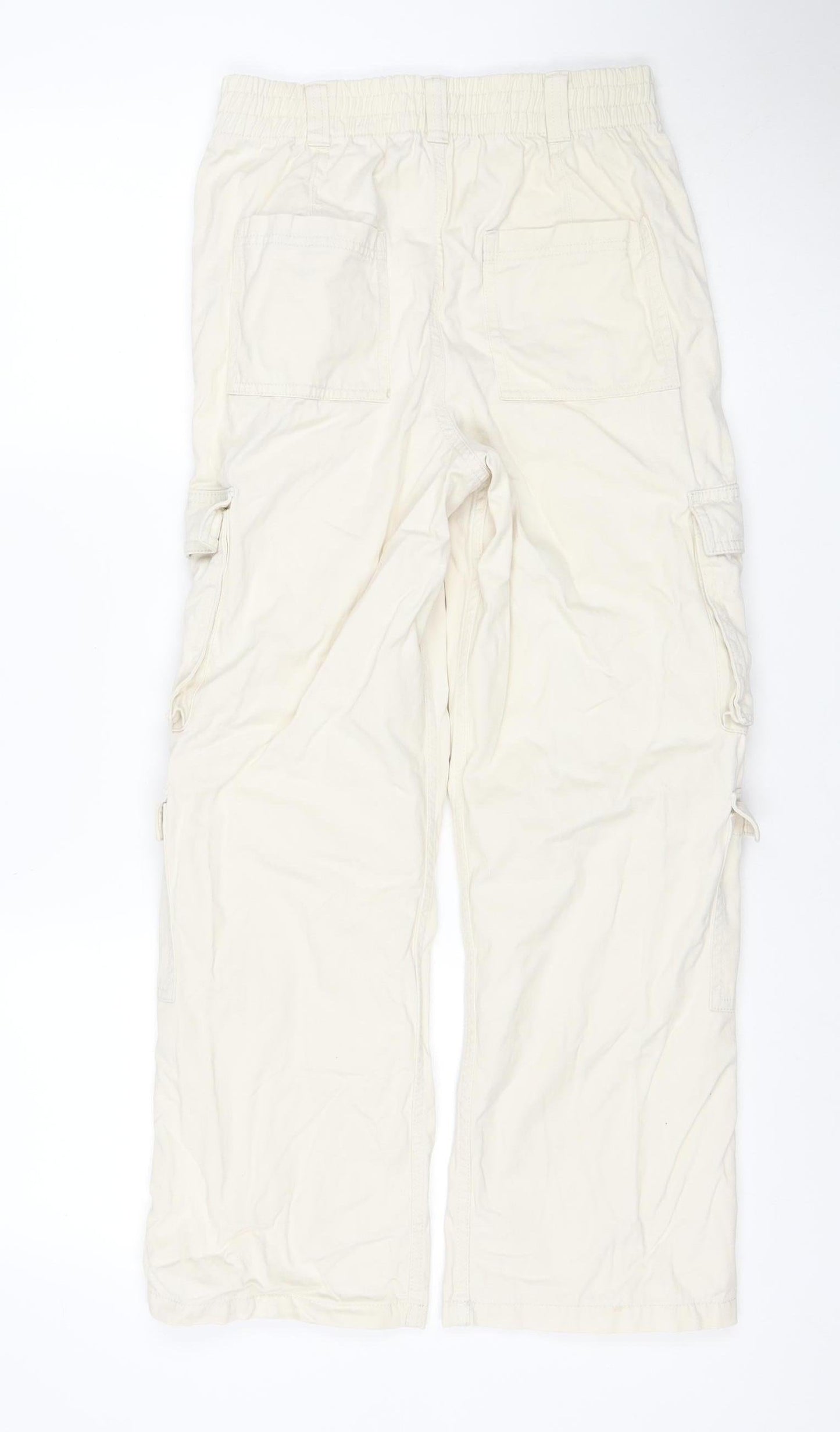 Primark Girls Ivory Cargo Straight Jeans 12-13 Years Adjustable Waist