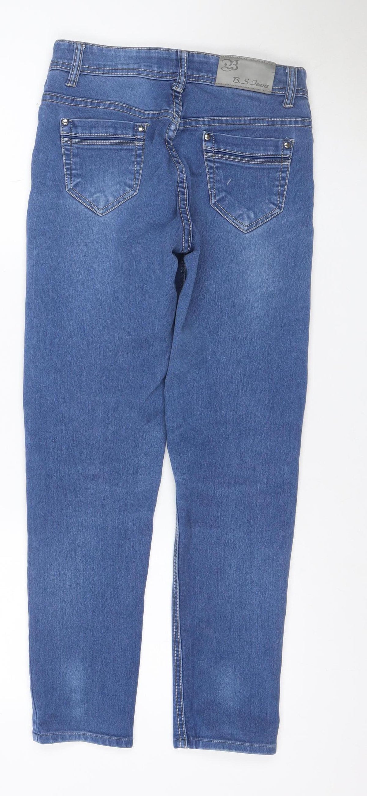 B.S Jeans Women Blue UK 8 Straight Mid Rise Stretch Denim Jeans