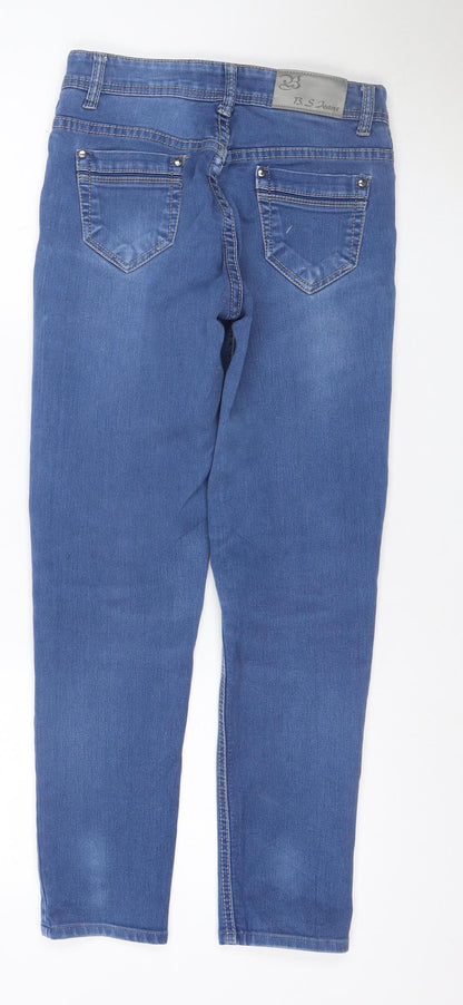 B.S Jeans Women Blue UK 8 Straight Mid Rise Stretch Denim Jeans