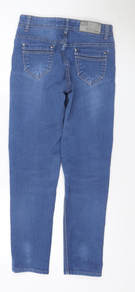 B.S Jeans Women Blue UK 8 Straight Mid Rise Stretch Denim Jeans