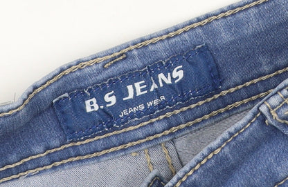 B.S Jeans Women Blue UK 8 Straight Mid Rise Stretch Denim Jeans