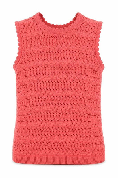 Lipsy Women Pink UK 8 Ruffle Knit Sleeveless Camisole Tank Top